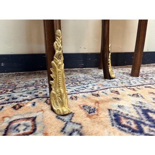 Oval Veneer Nightstands with Brass Decor, Set of 2 For Sale - Image 5 of 6