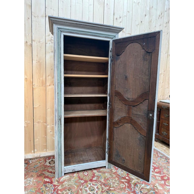 Blue Single-Door Wardrobe in Polychrome Oak For Sale - Image 8 of 9