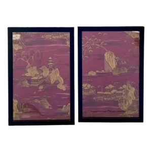 Pair Decorative Chinoiserie Panels