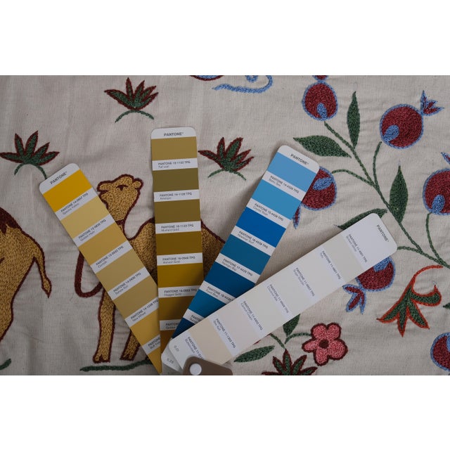 Uzbek Suzani Animal Cotton Tablecloth, 19th Century Bukhara Wall Hanging Decor - Deer and Camel Cotton Runner 1'6'' X 6' For Sale - Image 10 of 10