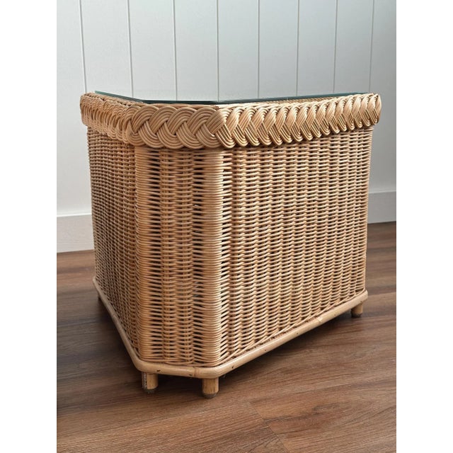 Vintage Brown Jordan Braided Wicker Side Tables, Pair For Sale In Greensboro - Image 6 of 17