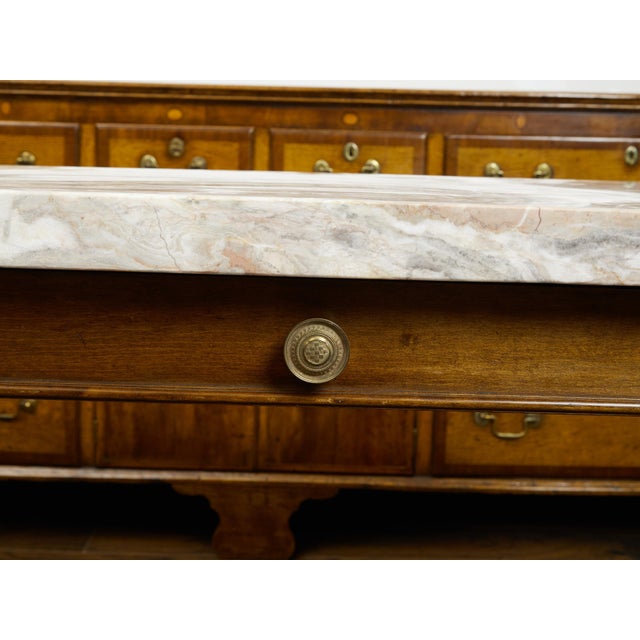 French 19th Century Walnut Table with Marble Top, Single Drawer and Tapered Legs For Sale - Image 4 of 10