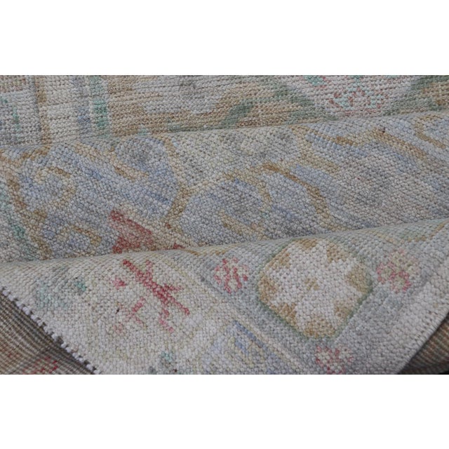 Modern Oushak Runner Design in Cream Background and All-Over Design 3'2 X 16'6 For Sale - Image 9 of 10