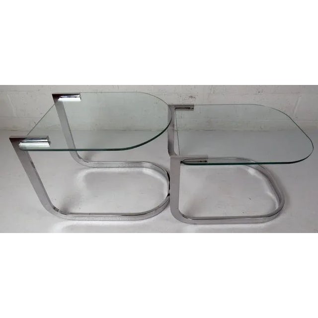 Mid-Century Modern Modern Chrome and Glass Nesting Tables by Design Institute of America - a Pair For Sale - Image 3 of 10