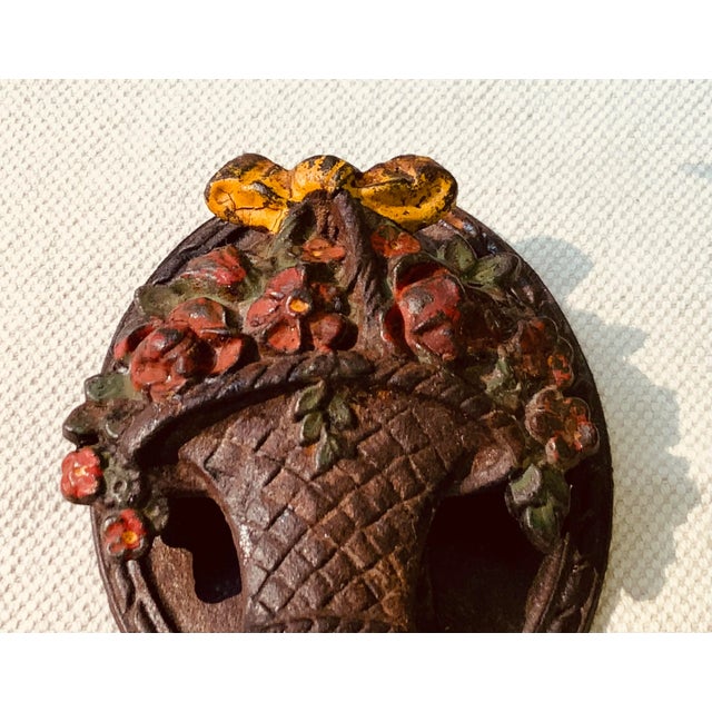 Hubley Cast Iron Floral Basket Door Knocker - American Victorian For Sale - Image 10 of 12