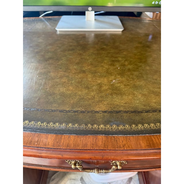 Late 20th Century Maitland Smith French Regency Louis XVI Flame Mahogany Serpentine Desk For Sale - Image 13 of 14