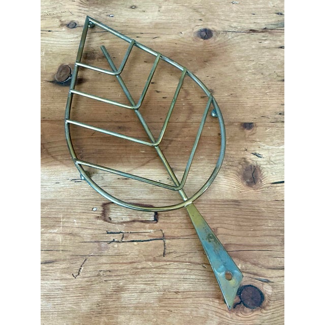 Mid-Century Modern Vintage Italian Brass Leaf Trivet - 195 For Sale - Image 3 of 12