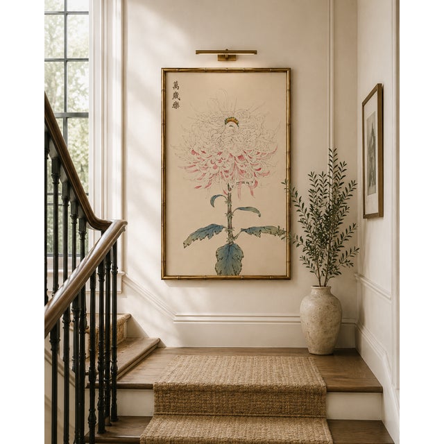White Mum by Hasegawa, Vintage Japanese Botanical Art Print, 24" X 36" For Sale - Image 9 of 10