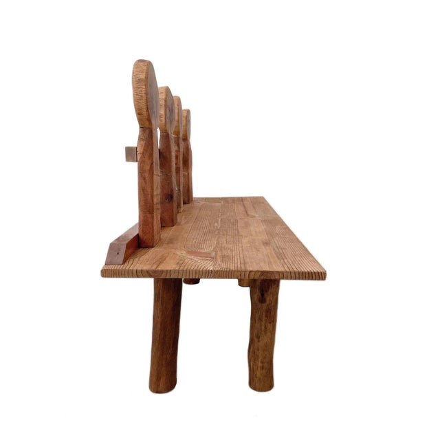 Rustic Handmade Recycled Wood Bench For Sale - Image 3 of 4