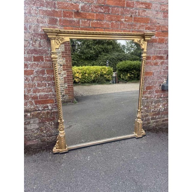 Antique English Gilt Rope Twist Framed Overmantle Mirror For Sale - Image 9 of 9