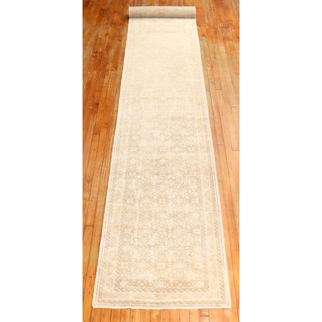 Textile Vintage Persian Soft Brown Cream Runner - 2'8" X 22'6" For Sale - Image 7 of 8