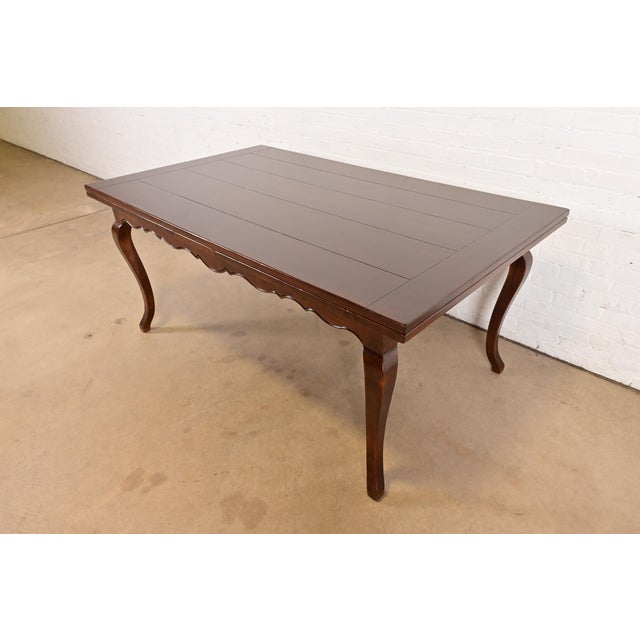 French Country Baker Furniture Italian Provincial Maple Harvest Farm Extension Dining Table, Newly Refinished For Sale - Image 3 of 15