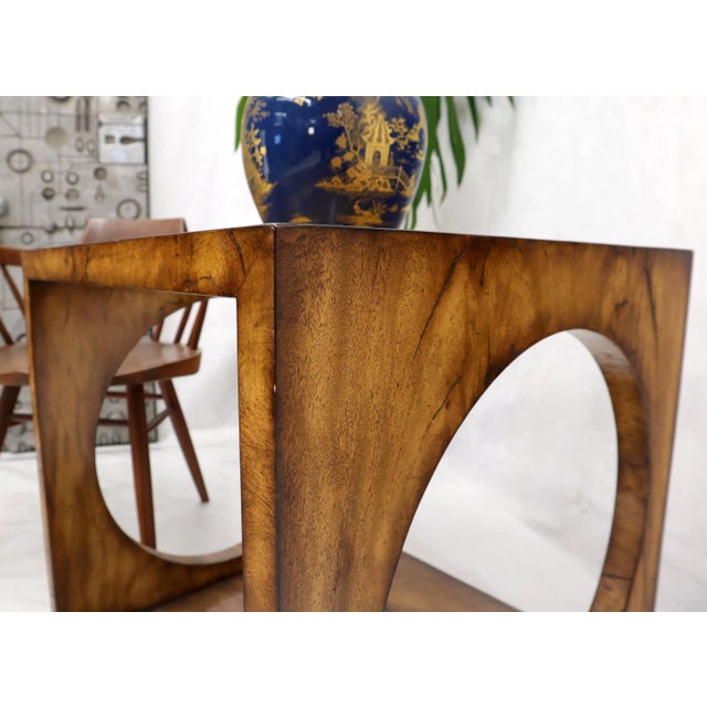Geometrical Cube Shape Burl Flame Wood Pattern Side Table For Sale - Image 10 of 13
