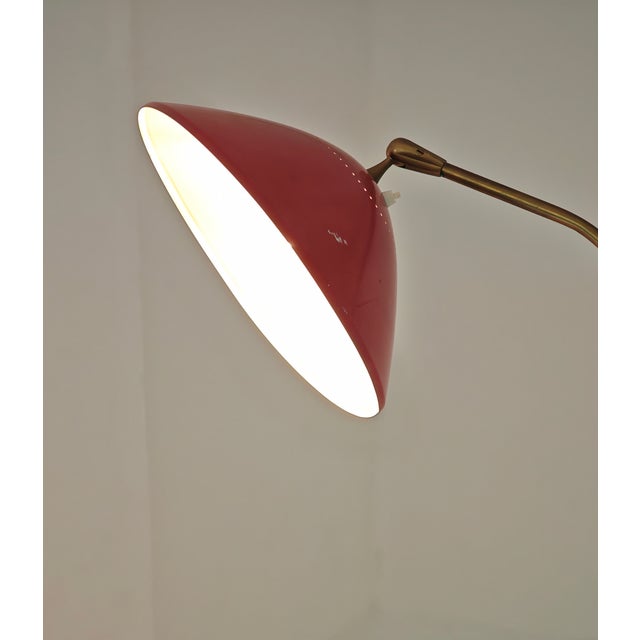 Vintage Floor Lamp in Red Marble with Brass and Metal from Stilnovo, 1950 For Sale - Image 16 of 17