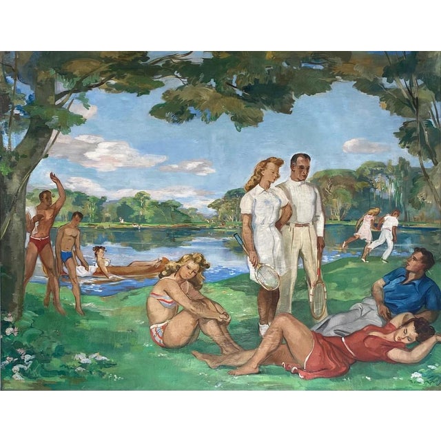 Paul Girol, Landscape, 1955, Large Oil on Canvas For Sale - Image 9 of 10