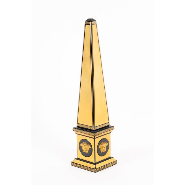 Ceramic Vintage Golden Porcelain Medusa Obelisk Versace for Rosenthal, 20th Century For Sale - Image 7 of 16