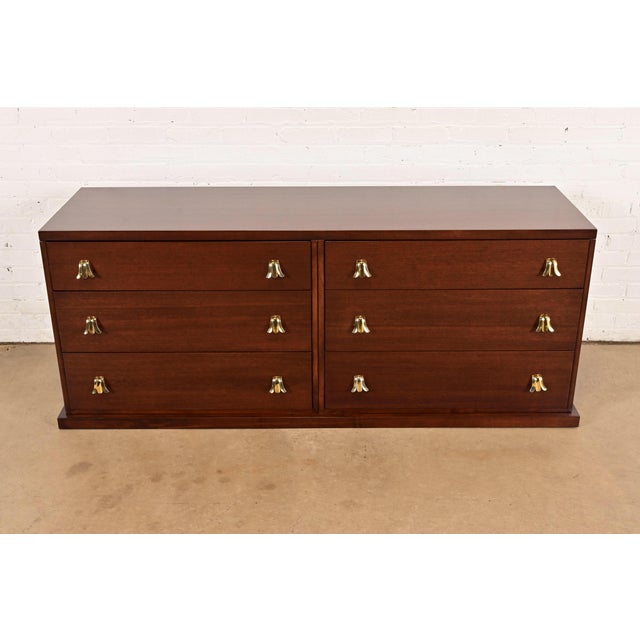 Mid-Century Modern T. H. Robsjohn-Gibbings for Widdicomb Mid-Century Modern Hollywood Regency Mahogany Dresser or Credenza, Newly Refinished For Sale - Image 3 of 14
