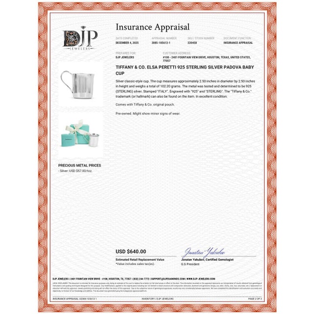 Tiffany & Co. Elsa Peretti 925 Sterling Silver Padova Baby Cup For Sale - Image 9 of 9