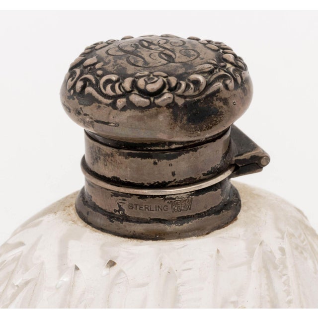 Collection of Three American Art Nouveau Silver and Cut Crystal Flasks For Sale - Image 14 of 15
