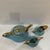Set of 3 pieces Pearl China Co Teapot 22k Gold Powder Blue turquoise Swirl Genie Style Swirl USA