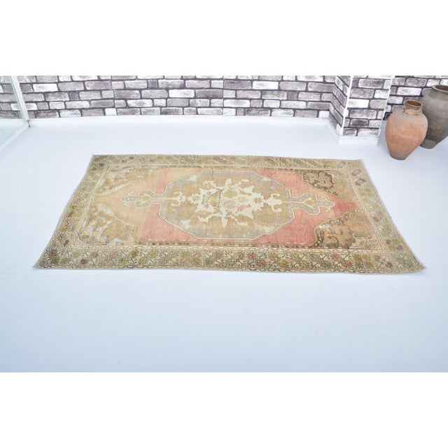 Handmade wool carpet in Turkish Anatolia , Vintage Oushak Rug,Turkish Vintage Anatolian Rug, Handmade wool Rug . One Of...