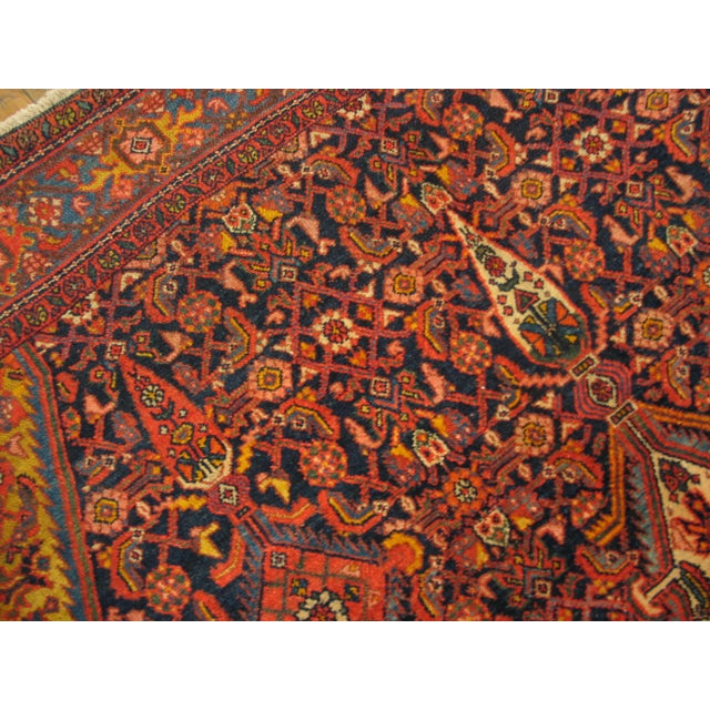 1900s Blue Navy Medallion Antique W. Persian Bibikabad Rug 5'6" X 6'8" Handknotted Wool Carpet For Sale - Image 4 of 6