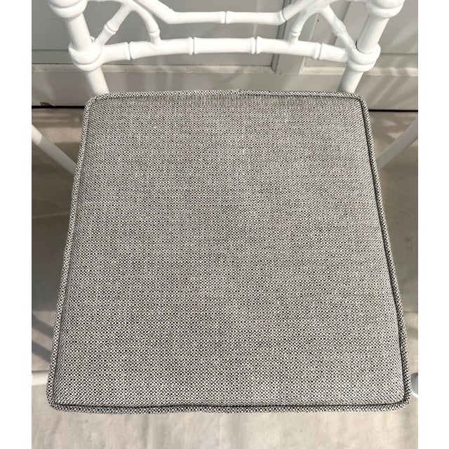White Set of 4 Restored Kessler Faux Bamboo Fretwork Chinoiserie Dining Chairs, Indoor/Outdoor For Sale - Image 8 of 17