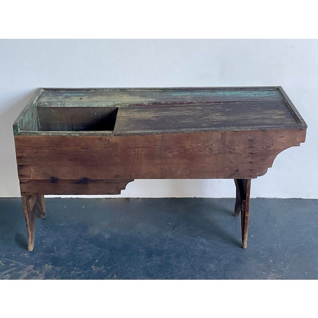 Vintage Primitive Patinated Copper Dry Sink For Sale - Image 9 of 12