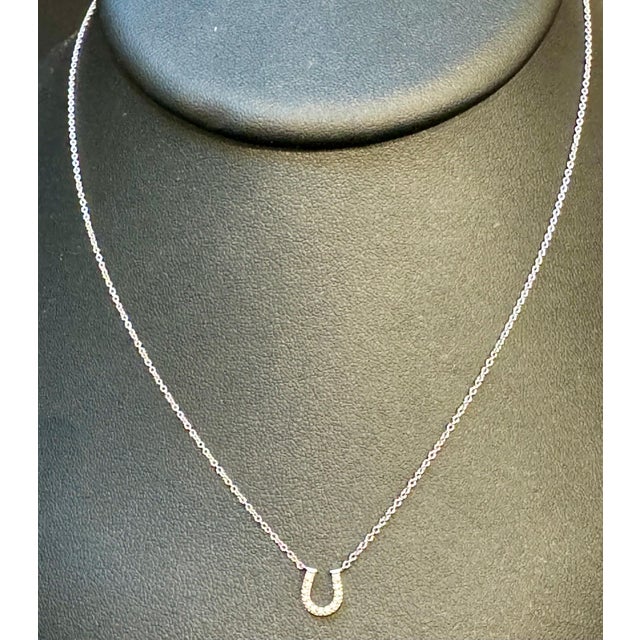 Tiffany & Co. Horseshoe 18P Diamond Necklace 16" 18 Karat White Gold Authentic For Sale - Image 18 of 18