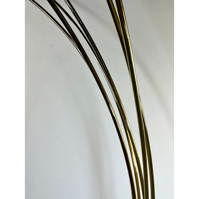 Italian 6-Light Arc Floor Lamp in Gilded Brass, 1970s For Sale - Image 9 of 15