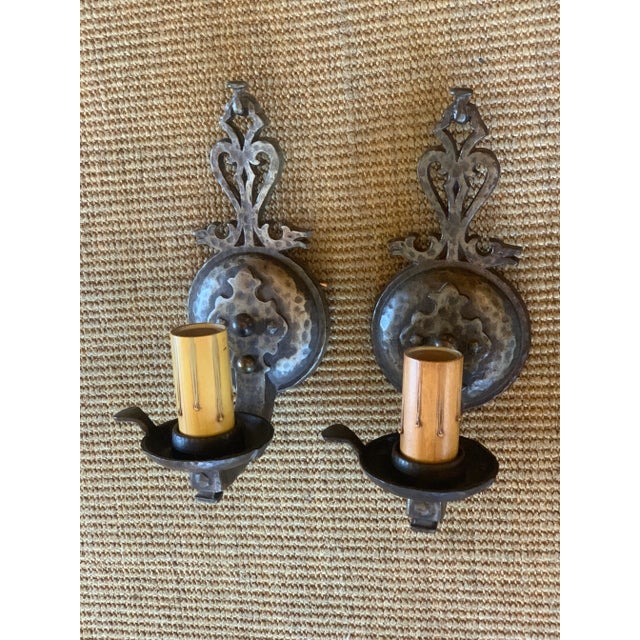 This pair of stamped “Virden Co” wall sconces are perfect for any smaller area location which needs 100% charm. Made if...