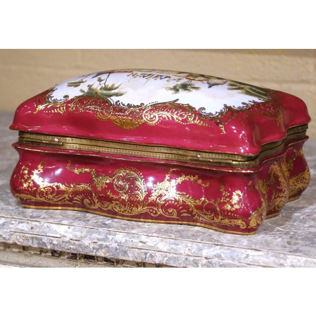 Early 20th Century French Sevres Gilt Ormolu and Porcelain Jewelry Table Box For Sale - Image 13 of 13