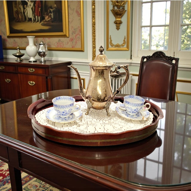 Contemporary Antique Dutch Mahogany Serving Tray with Copper-Banded Detail, 18th Century For Sale - Image 3 of 14
