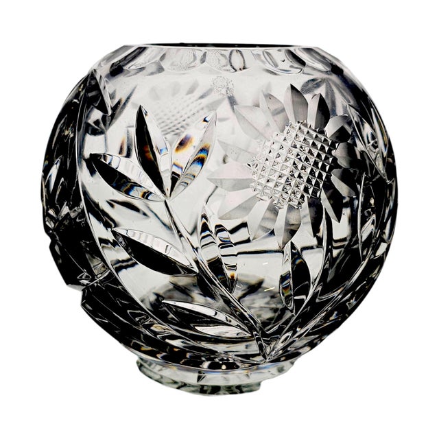 Lausitzer Margaret German Lead Crystal Rose Bowl 5" Sunflower Pattern For Sale - Image 4 of 14