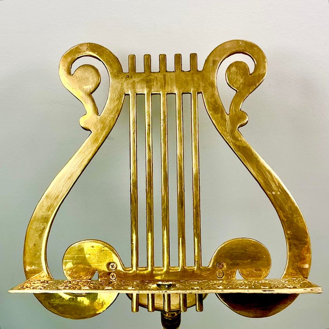 1950s Hollywood Regency French Empire Style Brass Lyre Sheet Music or Book Stand For Sale - Image 6 of 15