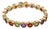 Mid 20th Century Multi-Color Bezel Set Round Gems 14k Yellow Gold Link Bracelet For Sale