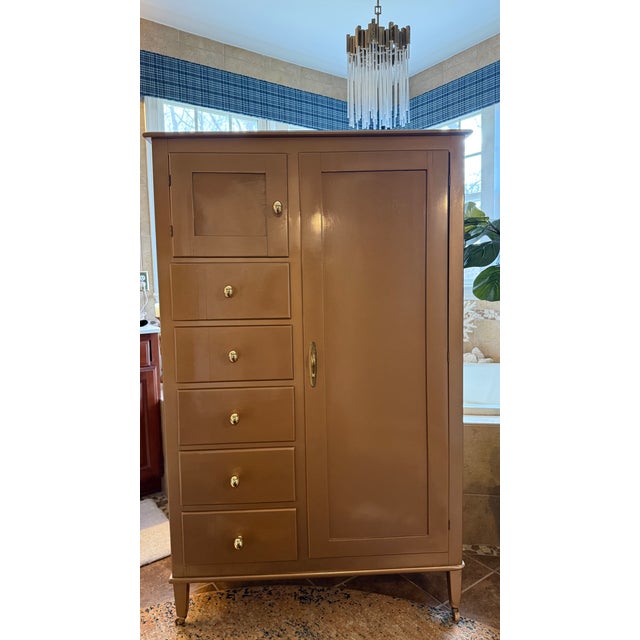 Traditional Vintage Gold Painted Wardrobe Cabinet For Sale - Image 3 of 4