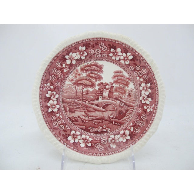 Late 19th Century Copeland Spode Tower Pink Pastoral 7 3/4" Salad Plate Set of 5 For Sale - Image 5 of 10