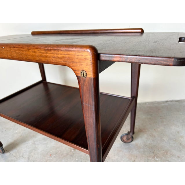 Swedish Teak Sliding Top Bar Cart or Tea Trolley by Yngve Ekström for Kallemo/ Sold For Sale - Image 11 of 12