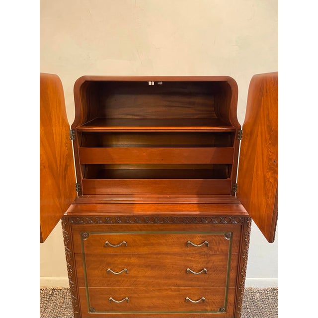 Art Deco Vintage 1930s Cabinet With Green and Brass Accents - Art Deco/French For Sale - Image 3 of 10