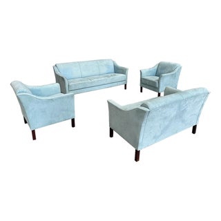 1960s Danish Modern Suite of Sofas & Armchairs- A Set of 4 For Sale