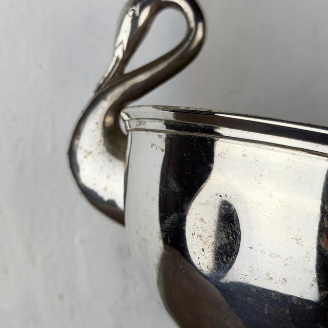 Metal Art Deco Silver-Plated Swan Centerpiece with Swan Handles, 1920s For Sale - Image 7 of 13