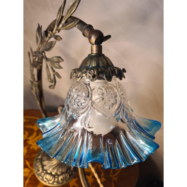 Bronze and Brass Tulip Lamp with Translucent Shade, 1960 For Sale - Image 10 of 12