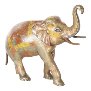 Anglo Indian Cast Brass Elephant With Enamel