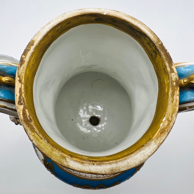 Antique French Sevres Style Porcelain Double Handled Urn For Sale - Image 9 of 16
