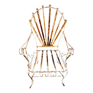 Vintage Wrought Iron Outdoor Garden Chair, Attributed For Sale