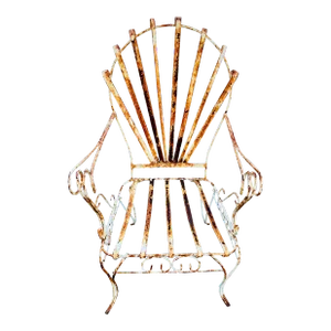 Vintage Wrought Iron Outdoor Garden Chair, Attributed