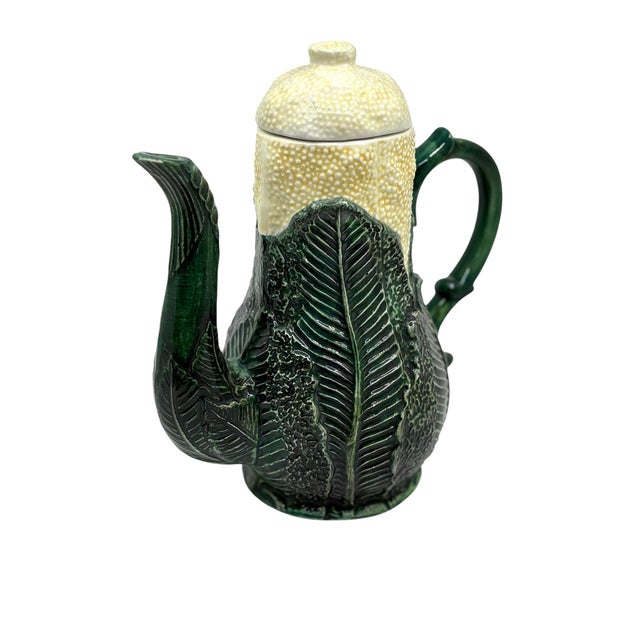Mid 20th Century 20th Century Majolica Green Cabbage Cauliflower Tea Pot For Sale - Image 5 of 11
