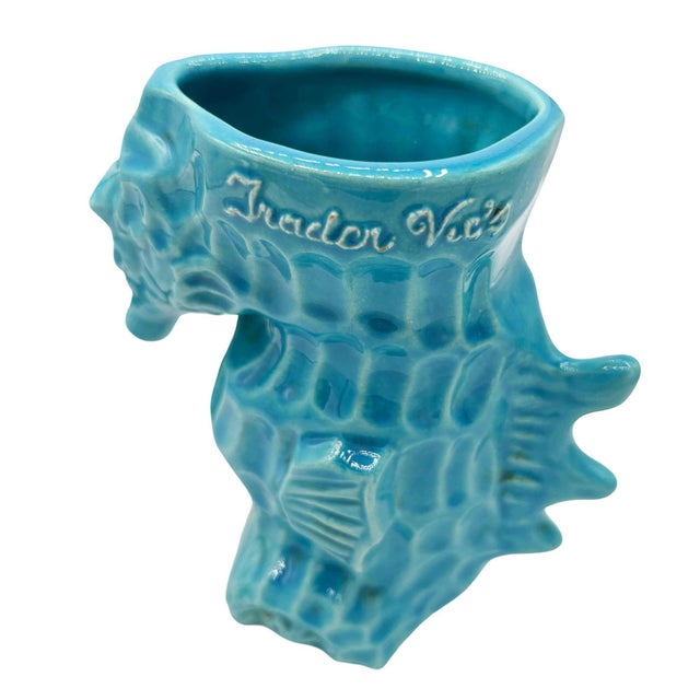 Mid-Century Modern 1990s Modernist Ceramic Trader Vic's Hawaii Seahorse Tiki Mug, Salt & Pepper Set For Sale - Image 3 of 9