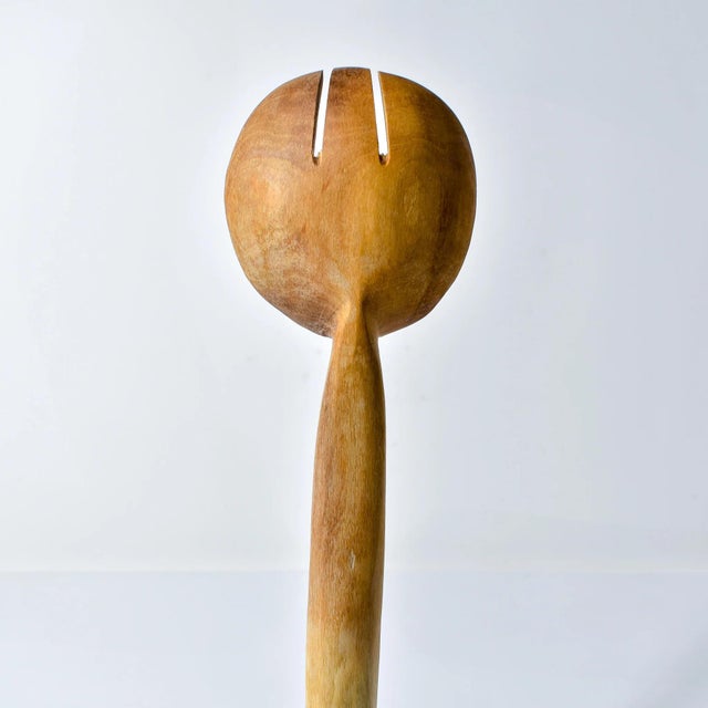 Early 20th Century Maasai Olivewood and Bone Handle Serving Spoon and Fork Set Kenya For Sale - Image 4 of 14